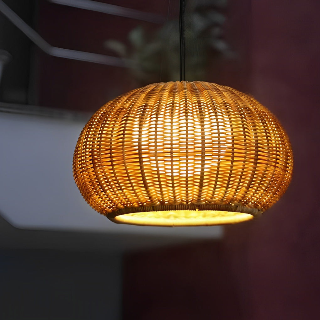 Rattan Lantern Outdoor Pendant & Wall Sconce — PE Rattan, E27 LED, 12W, IP55, Warm White 3000K, Beige or Coffee