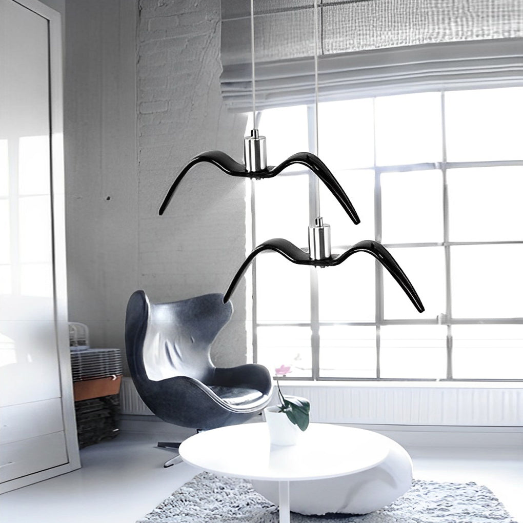 Seagull LED Chandelier — Ceramic and Chrome, Modern, Warm White 3000K