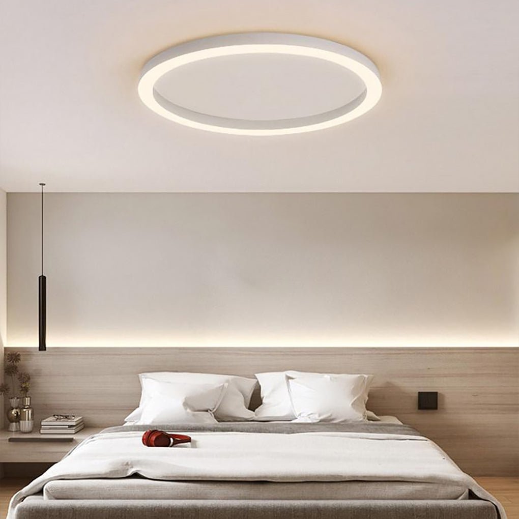 16" Modern Circle LED Flush-Mount Ceiling Light — Aluminum, Dimmable, 3000K–6000K, Remote Control, 33W