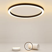16" Modern Circle LED Flush-Mount Ceiling Light — Aluminum, Dimmable, 3000K–6000K, Remote Control, 33W