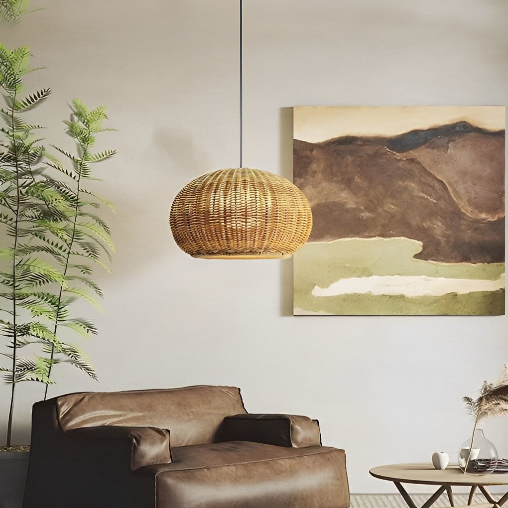 Rattan Lantern Outdoor Pendant & Wall Sconce — PE Rattan, E27 LED, 12W, IP55, Warm White 3000K, Beige or Coffee