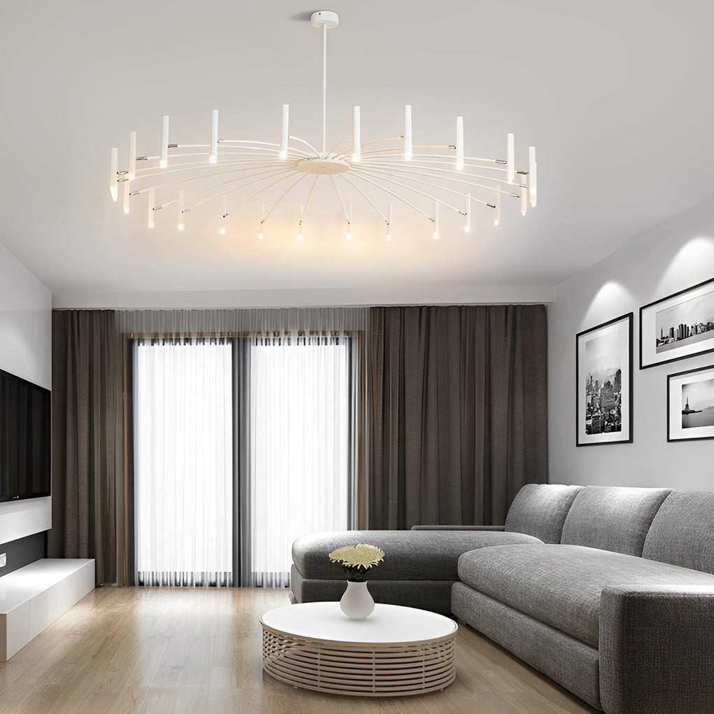 Minimalist Adjustable Metal Chandelier — G9 LED, Three-Step Dimming, 3000K/4500K/6000K, 180° Rotatable Head, Black or White