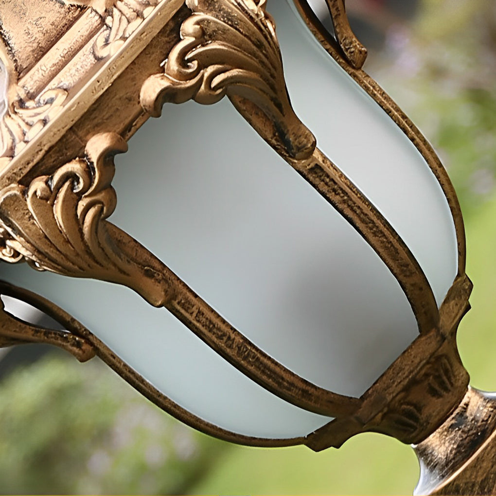 Traditional European-Style Outdoor Post Light — Die-Cast Aluminum and Glass, E27, IP65 Weatherproof, 31" Height