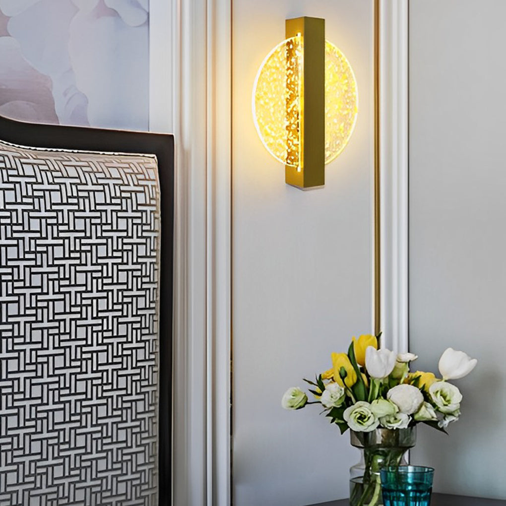 Round, Square, and Semicircle LED Wall Sconce — Acrylic, Hardwired, Black or Gold, Modern Retro