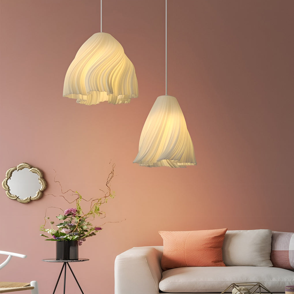 3D-Printed Resin Pendant Light — 16W, 3000K Warm White, Adjustable 78.7" Cord