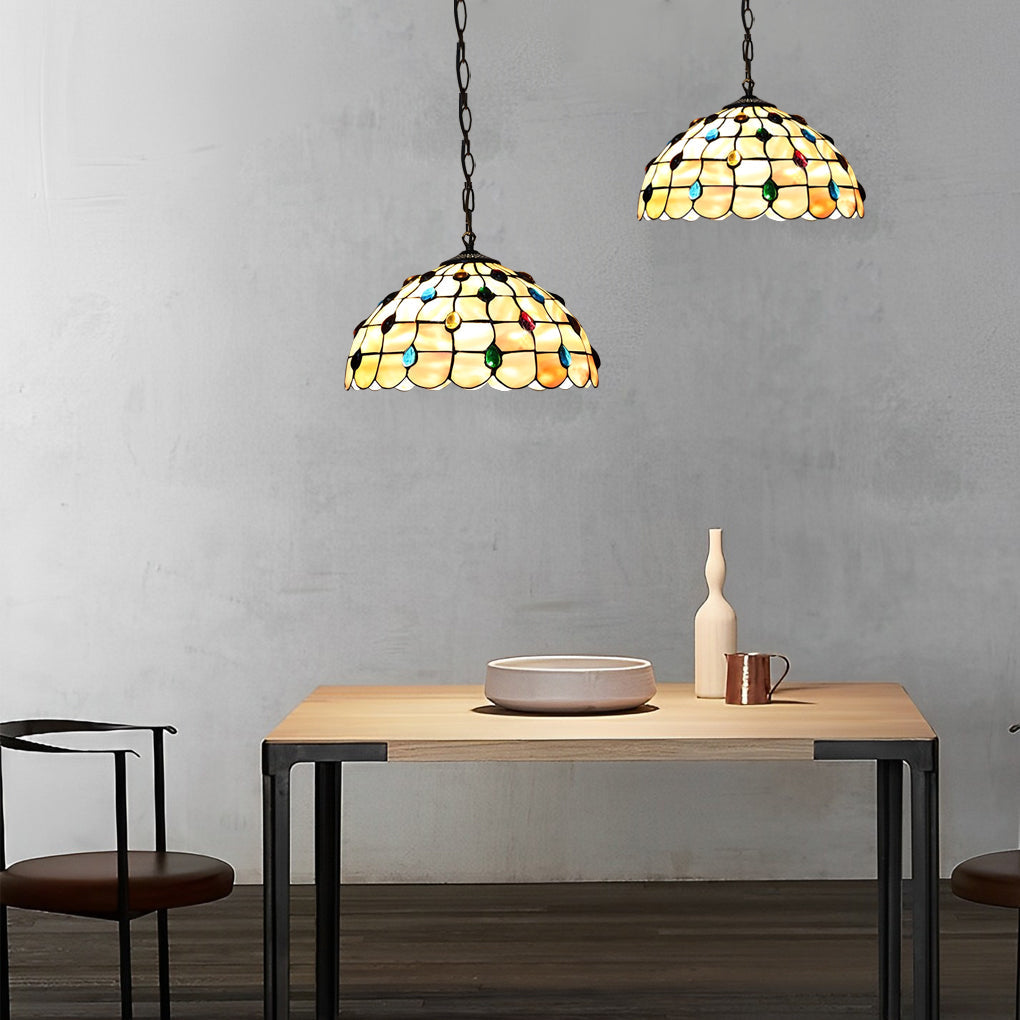 Baroque Mini Pendant Chandelier — Handmade Welded Colorful Glass, E27, 11.8" Diameter
