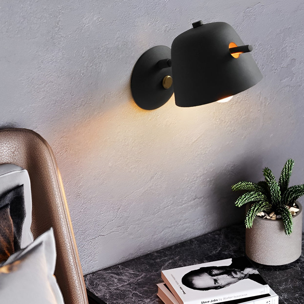 Hat-Style Minimalist Wall Sconce — Matte Iron, E27, 3000K, White / Black / Blue