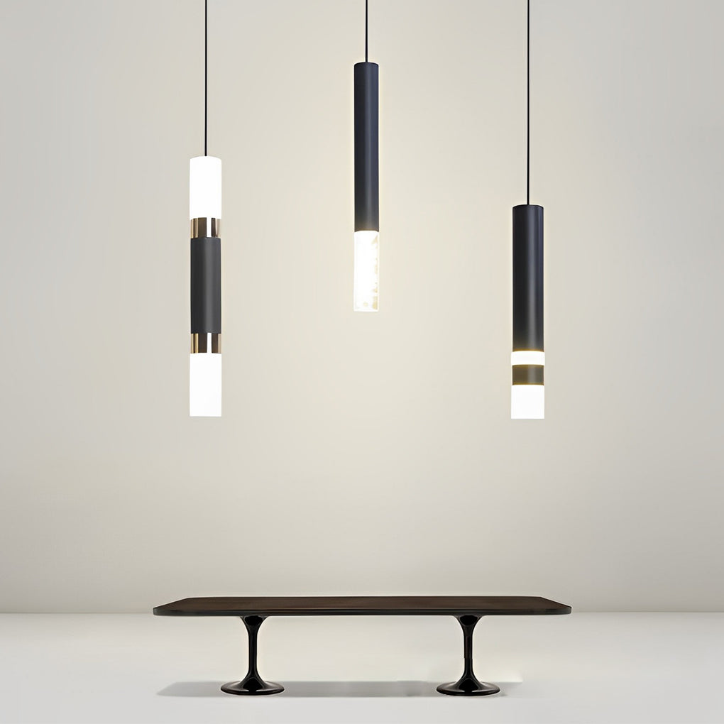 Minimalist Black LED Mini Pendant — Aluminum and Bubble Acrylic, Adjustable 78" Cord