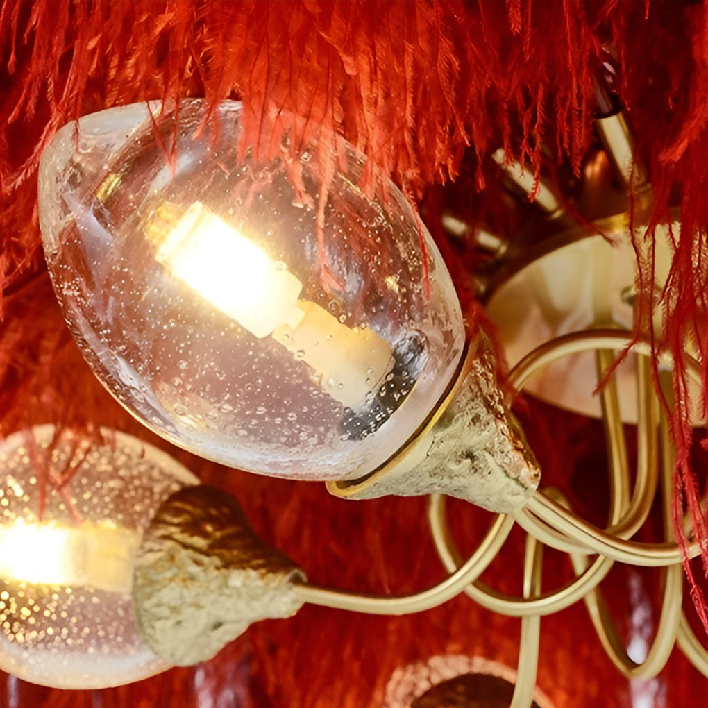 Feather Flush-Mount Chandelier — Copper, 39" Diameter, E14, Warm White 3000K