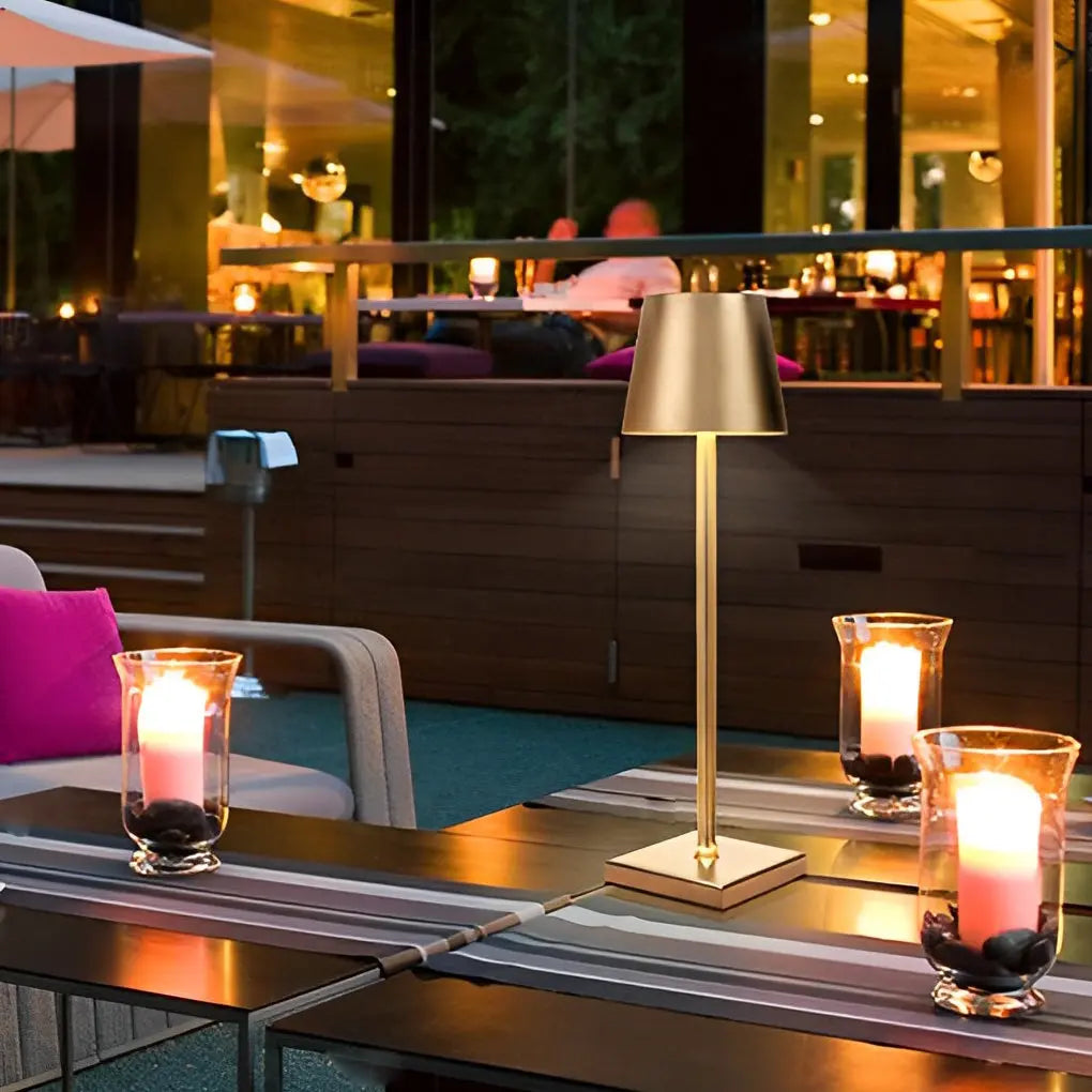 Portable Touch-Control Table Lamp with Rechargeable Aluminum Design - Top Hat Luxe