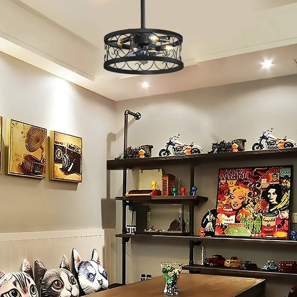 Bladeless Ceiling Fan with Remote Control: Retro Design, Three-Step Dimming, and Silent Operation Luxe