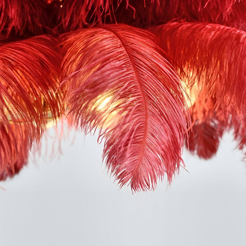 Feather Flush-Mount Chandelier — Copper, 39" Diameter, E14, Warm White 3000K