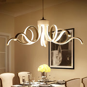 Curved Flower Petal Modern Chandelier — Aluminum & Acrylic, 22", 56W/60W LED, Stepless Dimming, White