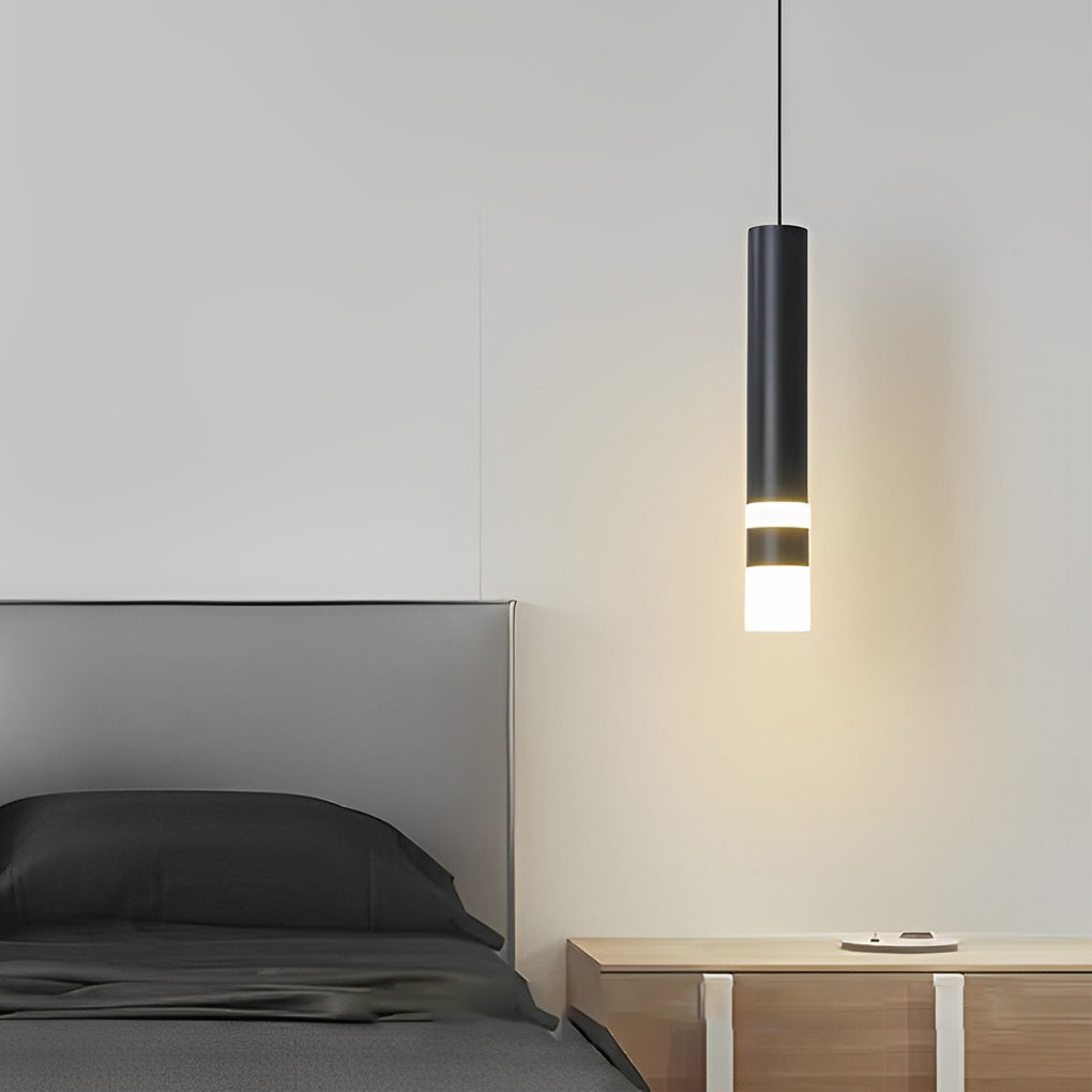 Minimalist Black LED Mini Pendant — Aluminum and Bubble Acrylic, Adjustable 78" Cord