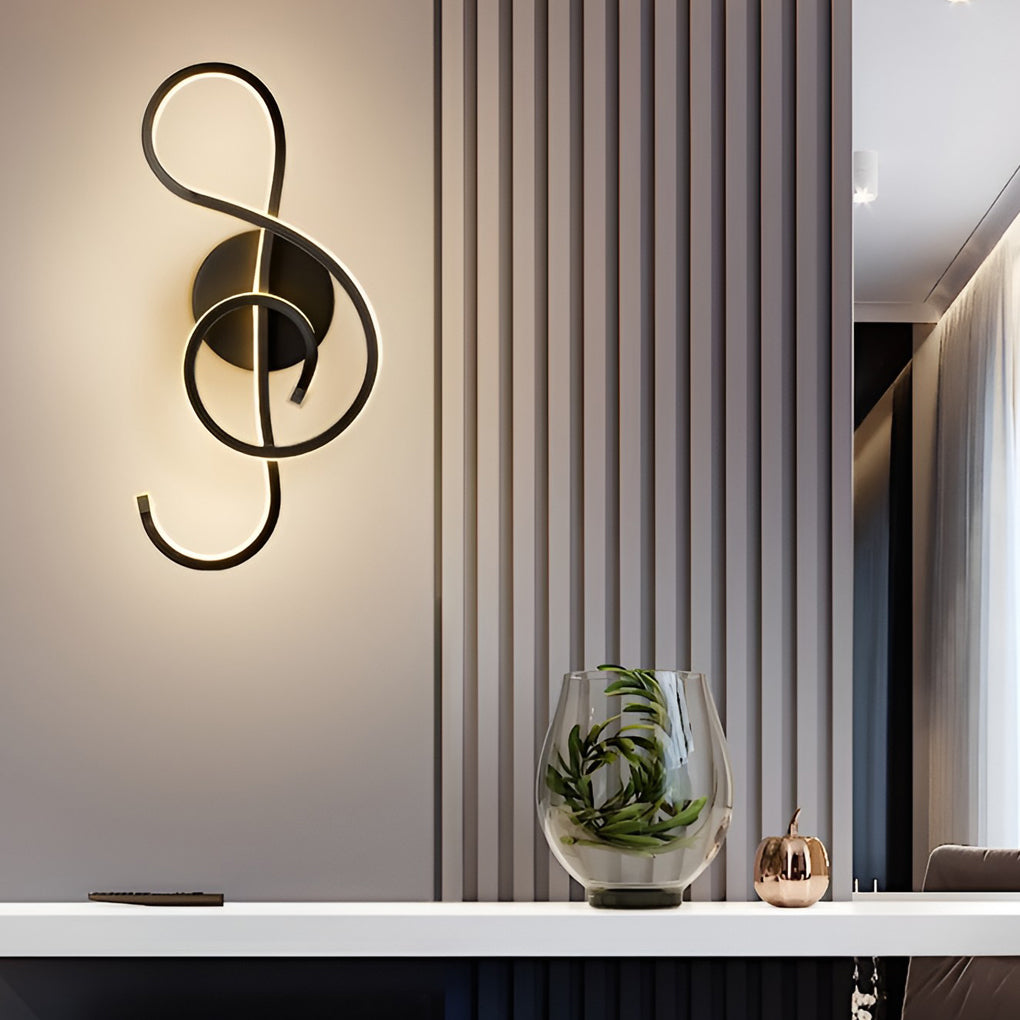 Musical Note LED Wall Sconce — Aluminum, Electroplated, Warm White / Daylight, 6.7" × 14.2"