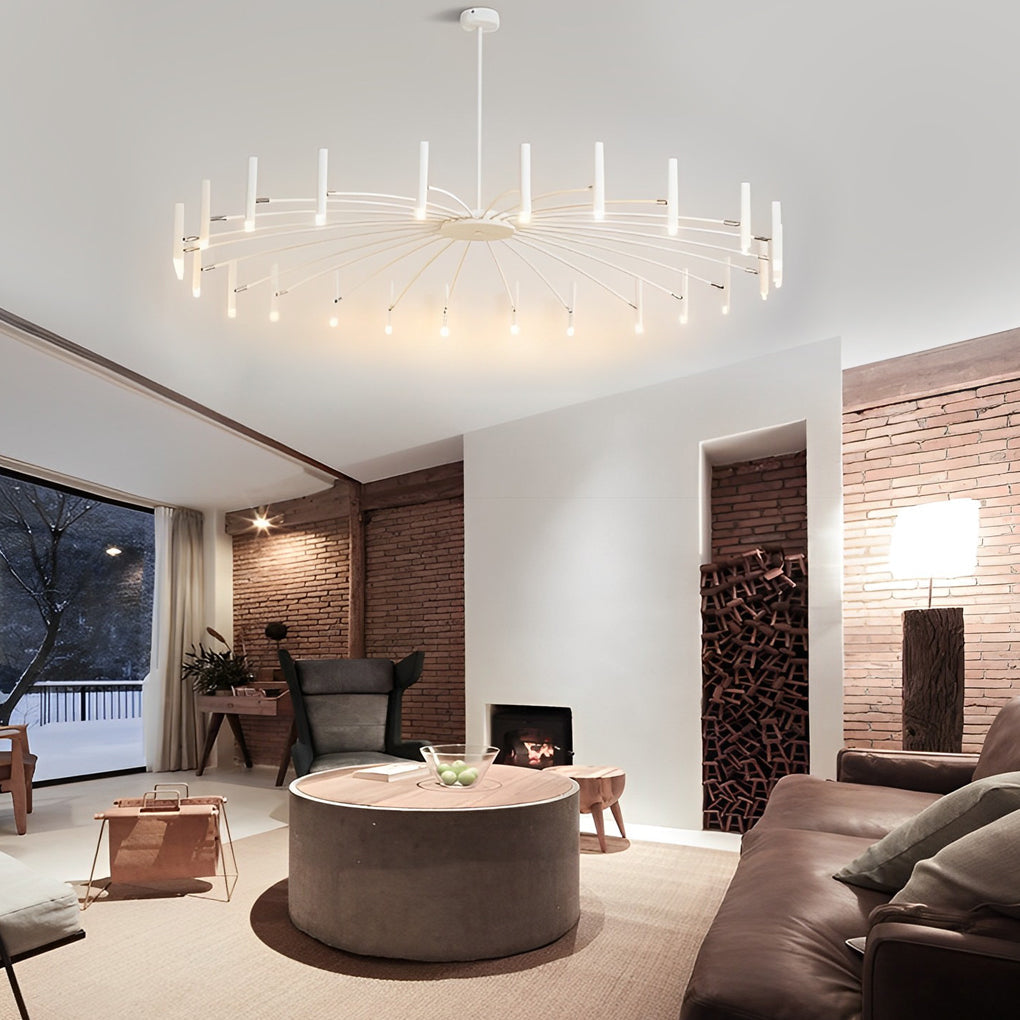Minimalist Adjustable Metal Chandelier — G9 LED, Three-Step Dimming, 3000K/4500K/6000K, 180° Rotatable Head, Black or White