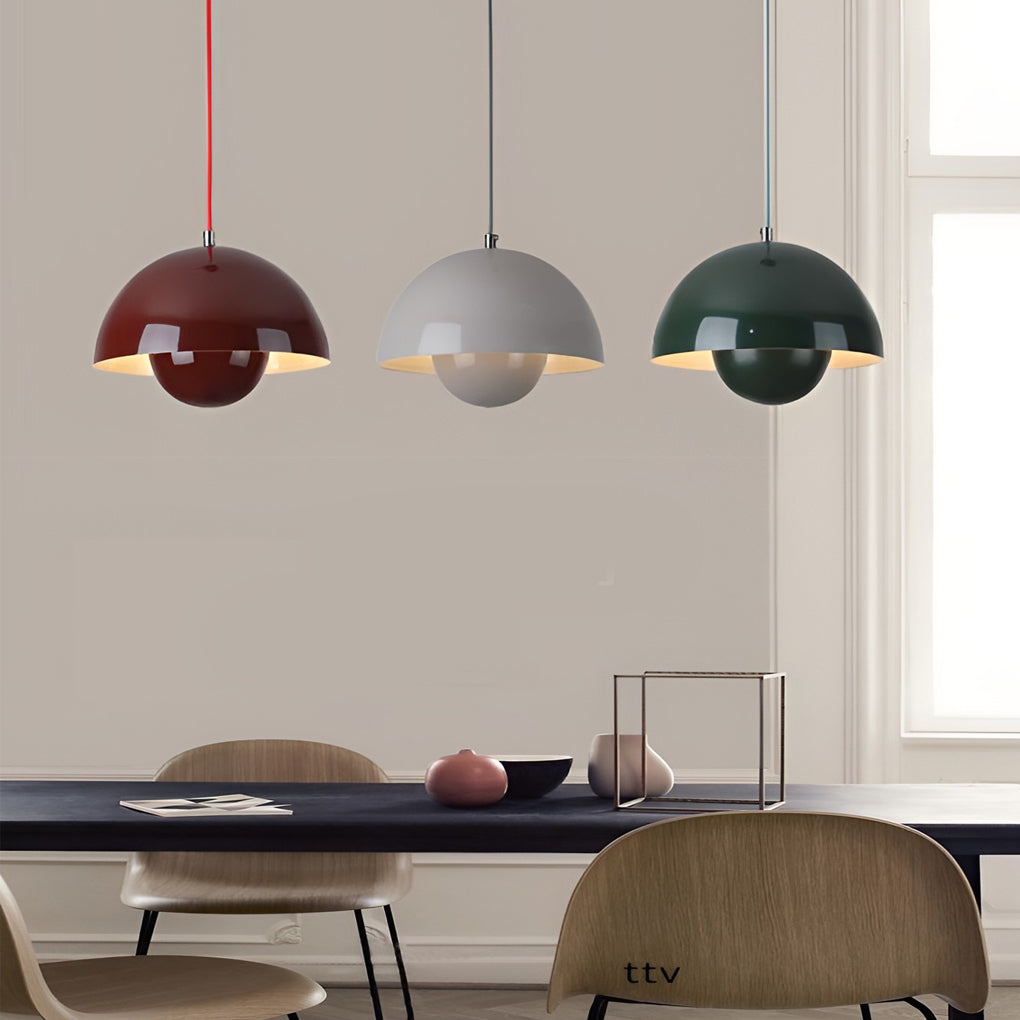Flowerpot 1-Light Mini Pendant — Iron, Dome Mushroom Shade, E27, 9" Diameter, 3000K Warm White