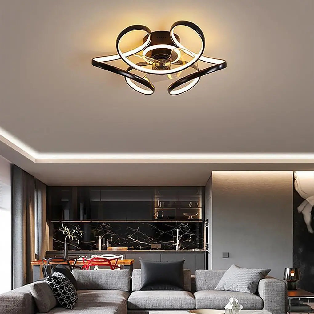 18-Inch Modern Flower-Shaped Ceiling Fan Light with Remote Control Chandelier Luxe