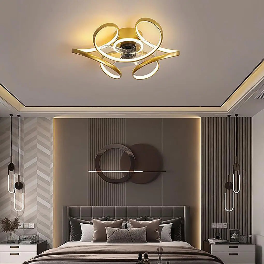 18-Inch Modern Flower-Shaped Ceiling Fan Light with Remote Control Chandelier Luxe
