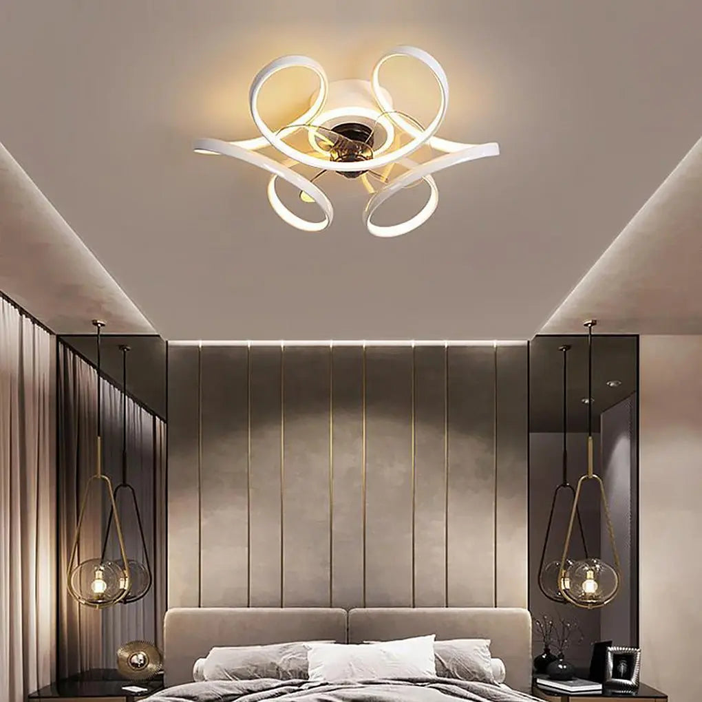 18-Inch Modern Flower-Shaped Ceiling Fan Light with Remote Control Chandelier Luxe