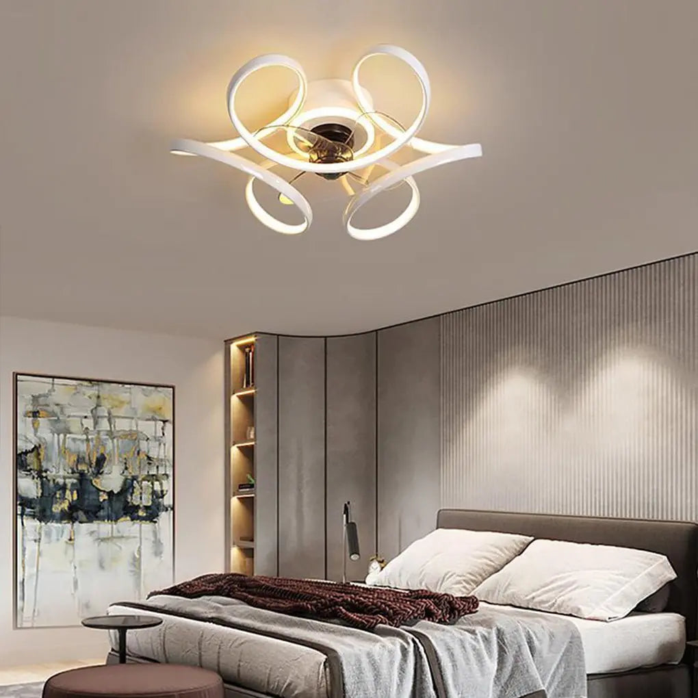 18-Inch Modern Flower-Shaped Ceiling Fan Light with Remote Control Chandelier Luxe