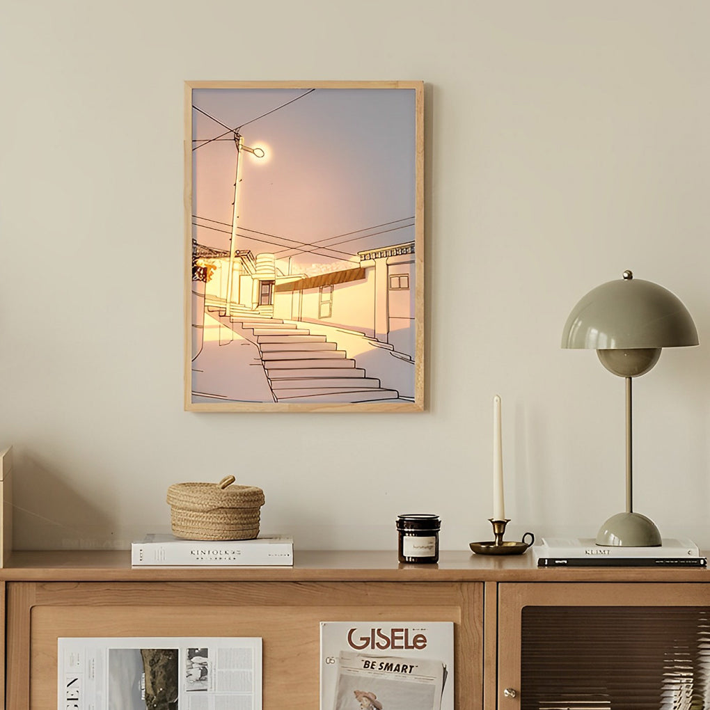 Sunshine LED Wall Art Night Light — Wood and Acrylic Frame, Touch Dimmable, 13" × 9", Rechargeable