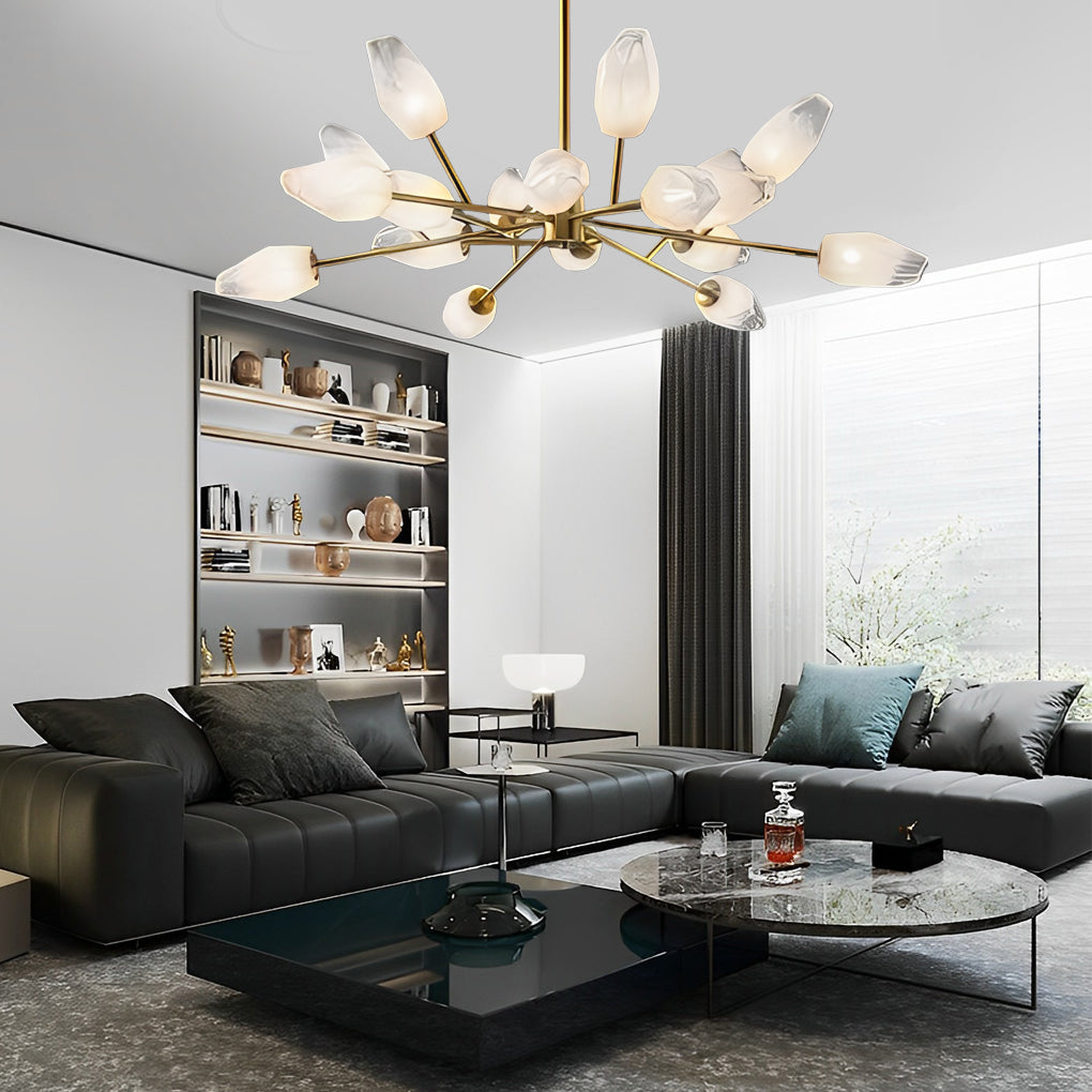 Molecular Glass Sputnik Chandelier — Electroplated Metal, Gold, G9, 3- to 18-Light, Dining Room