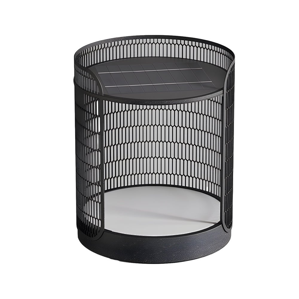 19" Open Mesh Outdoor Floor Lamp with Table — Stainless Steel, LED, Solar / Hardwired, IP65 Weatherproof