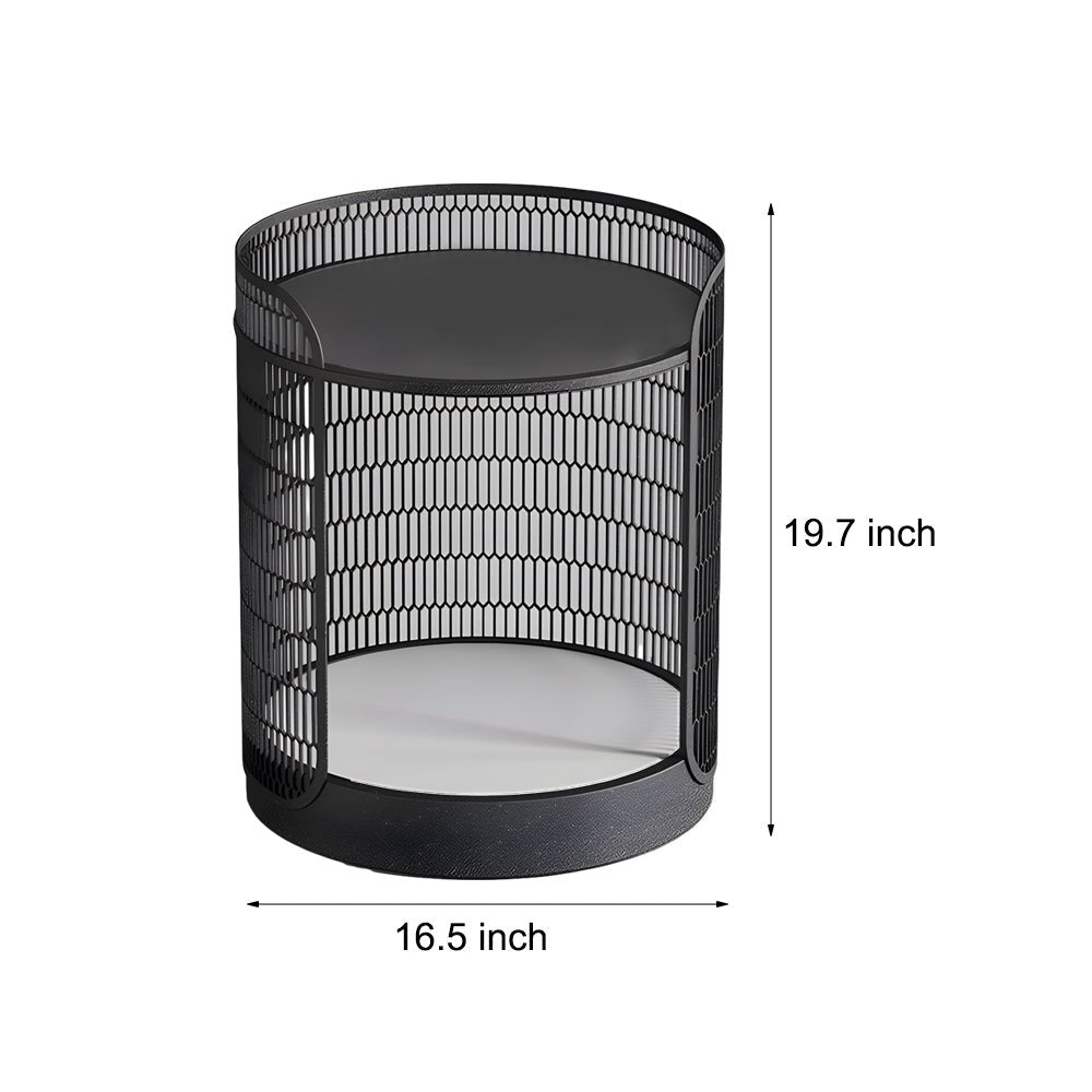 19" Open Mesh Outdoor Floor Lamp with Table — Stainless Steel, LED, Solar / Hardwired, IP65 Weatherproof