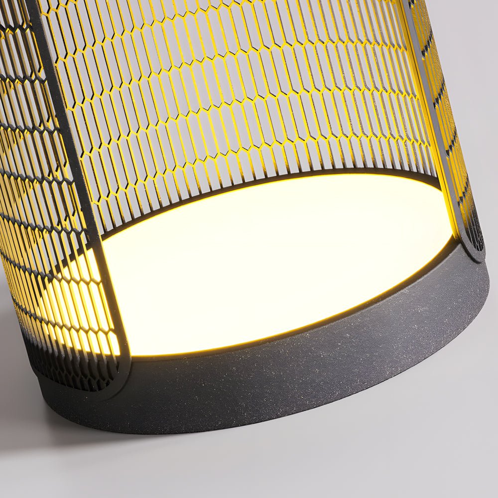 19" Open Mesh Outdoor Floor Lamp with Table — Stainless Steel, LED, Solar / Hardwired, IP65 Weatherproof