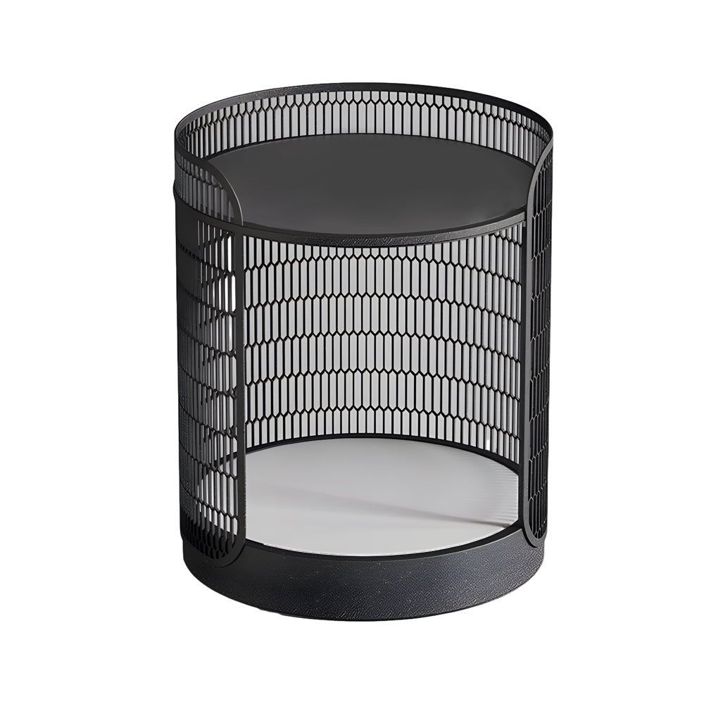 19" Open Mesh Outdoor Floor Lamp with Table — Stainless Steel, LED, Solar / Hardwired, IP65 Weatherproof