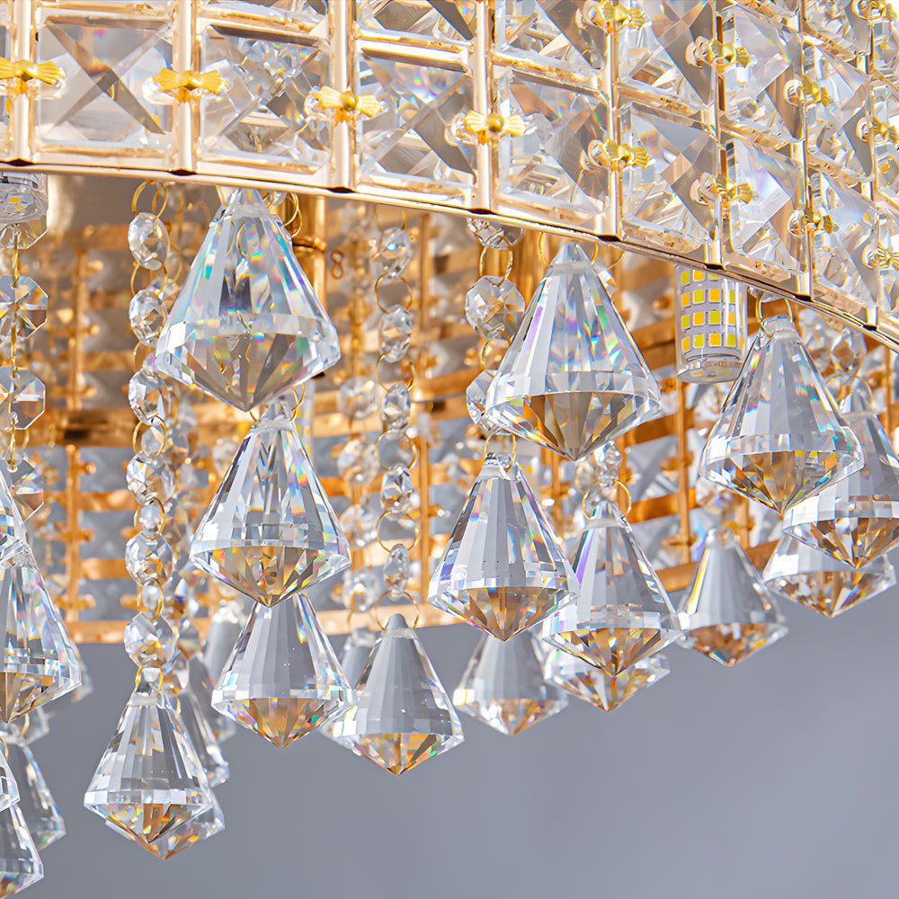 19" Round Crystal Flush-Mount Ceiling Light — K9 Crystal, Electroplated, 63W G9, 3000K Warm White