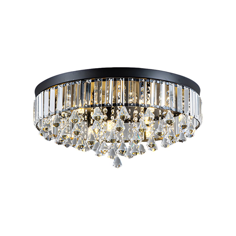 19" Round Crystal Flush-Mount Ceiling Light — K9 Crystal, Electroplated, 63W G9, 3000K Warm White