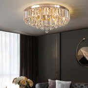 19" Round Crystal Flush-Mount Ceiling Light — K9 Crystal, Electroplated, 63W G9, 3000K Warm White