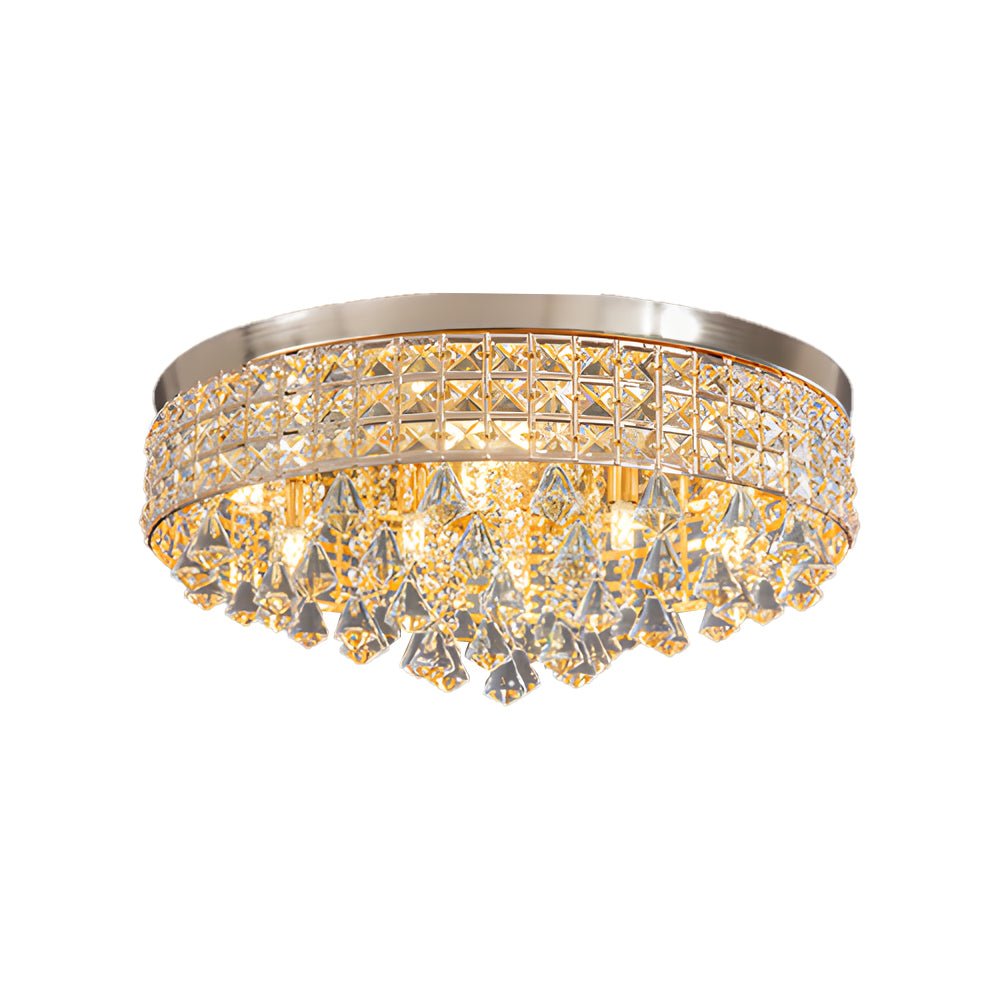 19" Round Crystal Flush-Mount Ceiling Light — K9 Crystal, Electroplated, 63W G9, 3000K Warm White