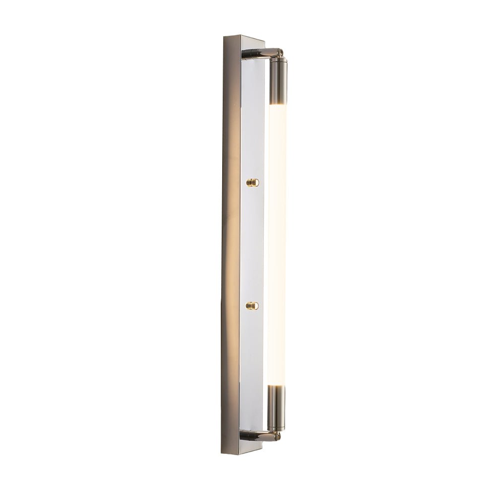 19.68" Cylindrical Acrylic Linear Wall Sconce — Iron Backplate, LED, 3-Step Dimming, Black / Gold / Chrome