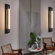 19.68" Cylindrical Acrylic Linear Wall Sconce — Iron Backplate, LED, 3-Step Dimming, Black / Gold / Chrome