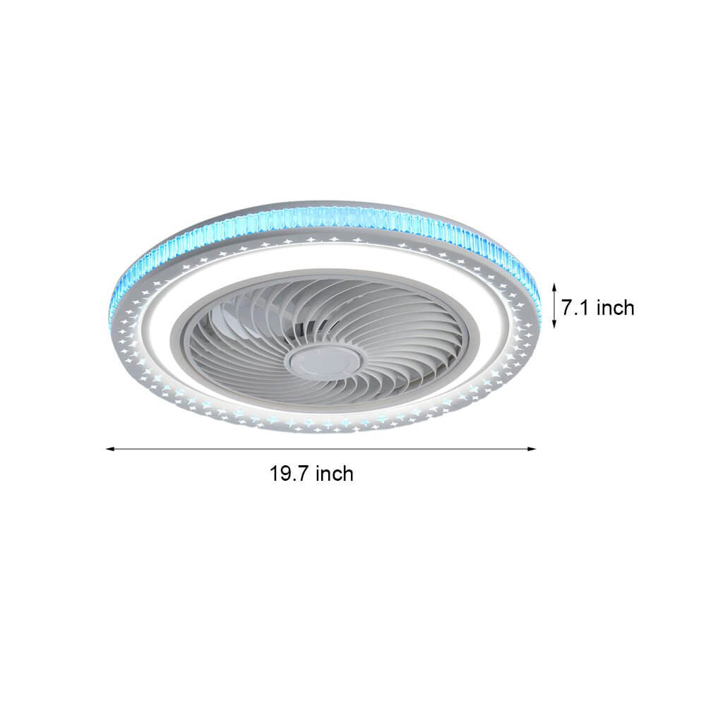 19.7-Inch Bladeless Ceiling Fan with LED Light and Remote Control