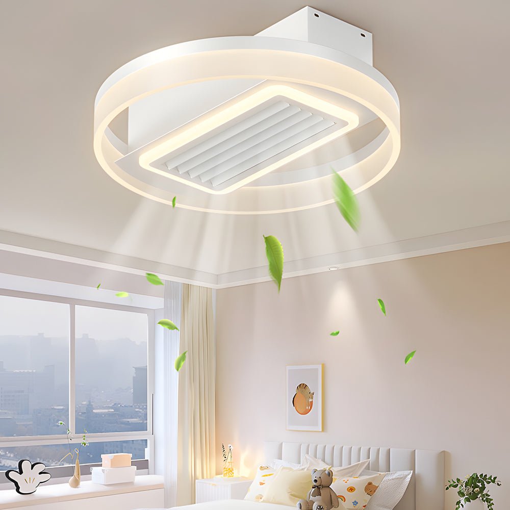 19.7-Inch Nordic Bladeless Ceiling Fan with 6 Speeds, LED Light, and Remote Control