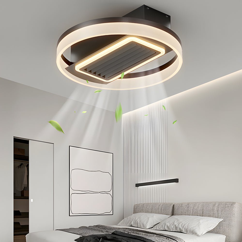 19.7-Inch Nordic Bladeless Ceiling Fan with 6 Speeds, LED Light, and Remote Control