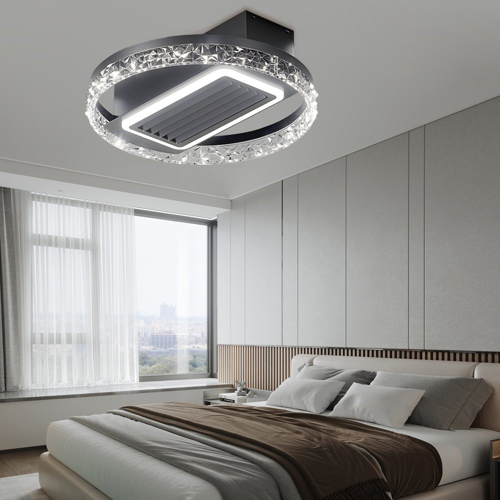 19.7-Inch Nordic Bladeless Ceiling Fan with 6 Speeds, LED Light, and Remote Control