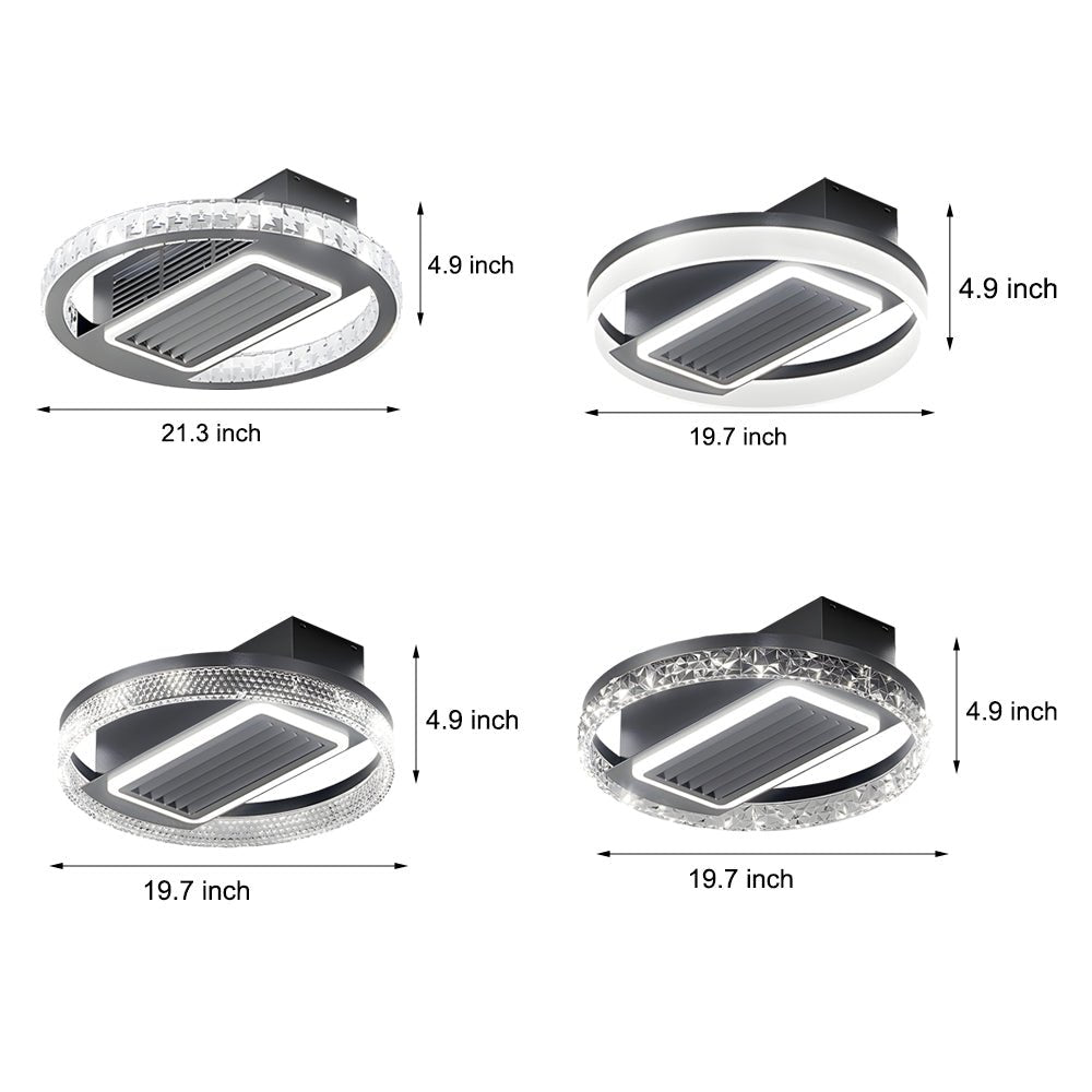 19.7-Inch Nordic Bladeless Ceiling Fan with 6 Speeds, LED Light, and Remote Control