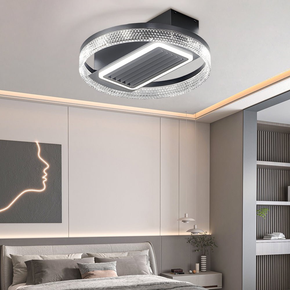 19.7-Inch Nordic Bladeless Ceiling Fan with 6 Speeds, LED Light, and Remote Control