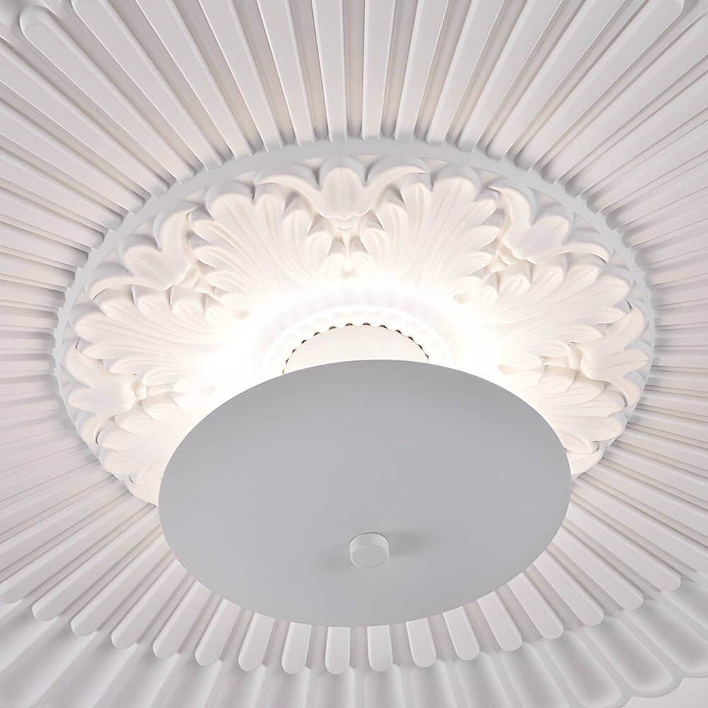197 inch dimmable led flush mount ceiling light with round gypsum relief design