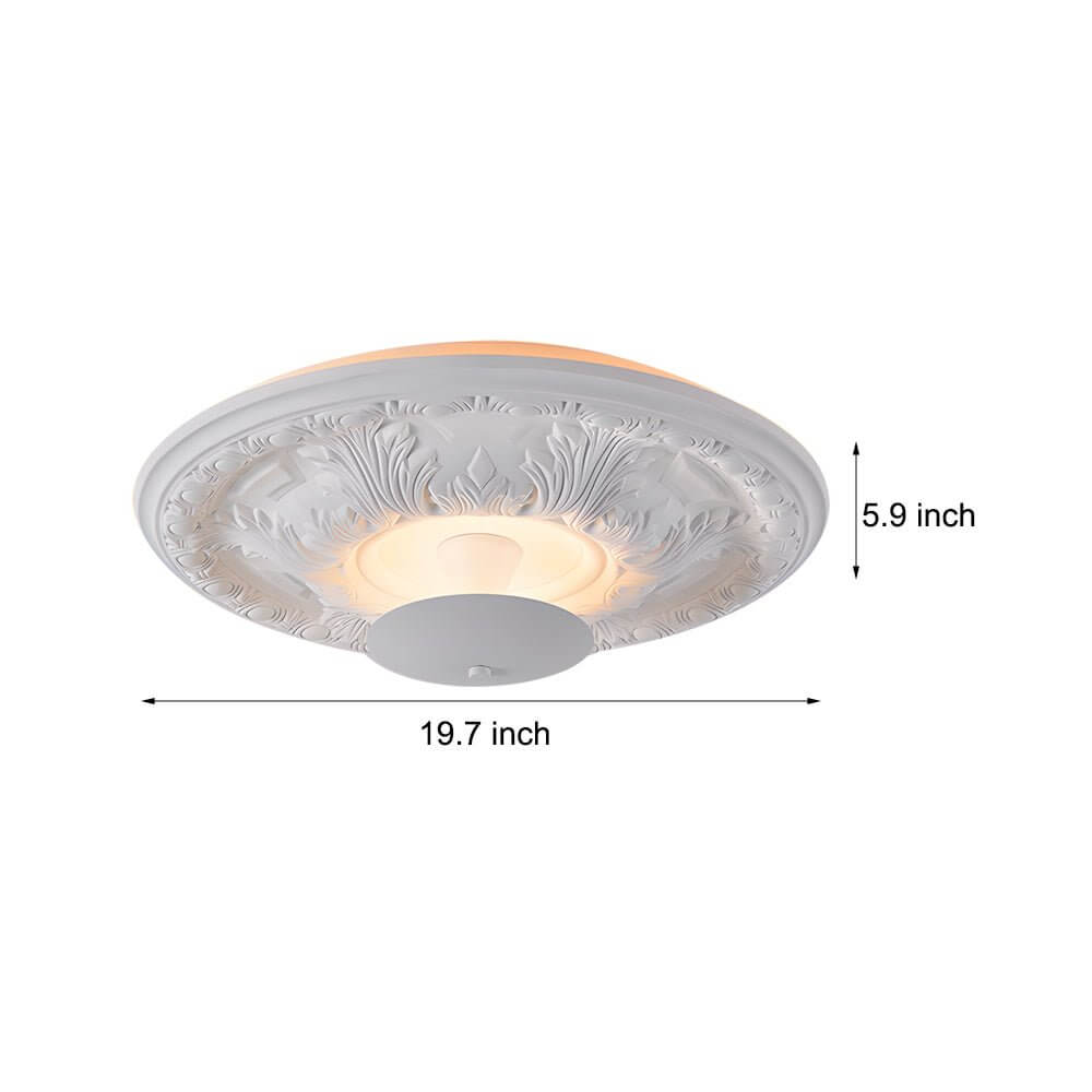 197 inch dimmable led flush mount ceiling light with round gypsum relief design