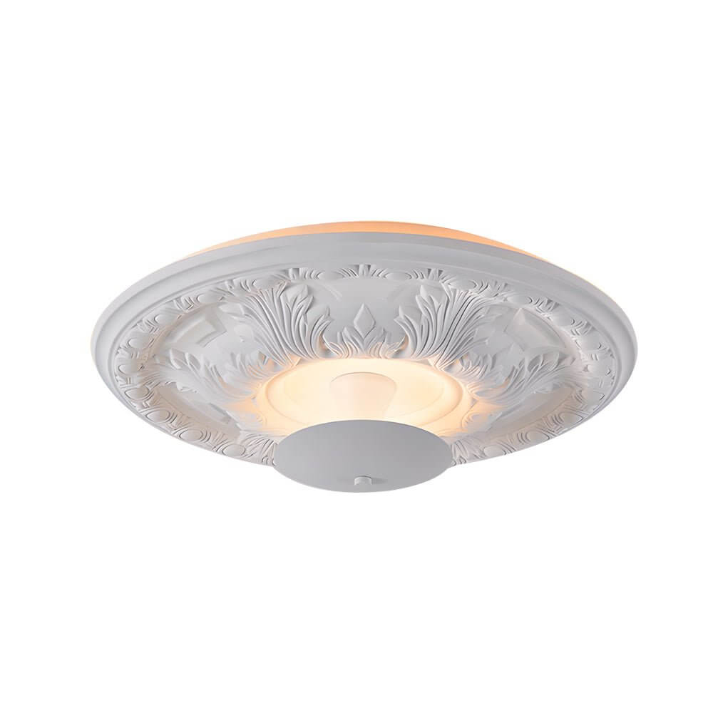 197 inch dimmable led flush mount ceiling light with round gypsum relief design