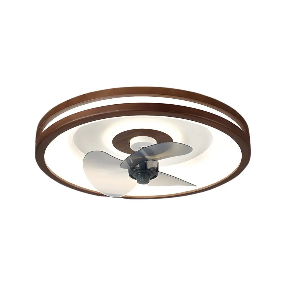 19.7-Inch Walnut 6-Speed Flush Mount Ceiling Fan with LED Light and Remote Control Luxe