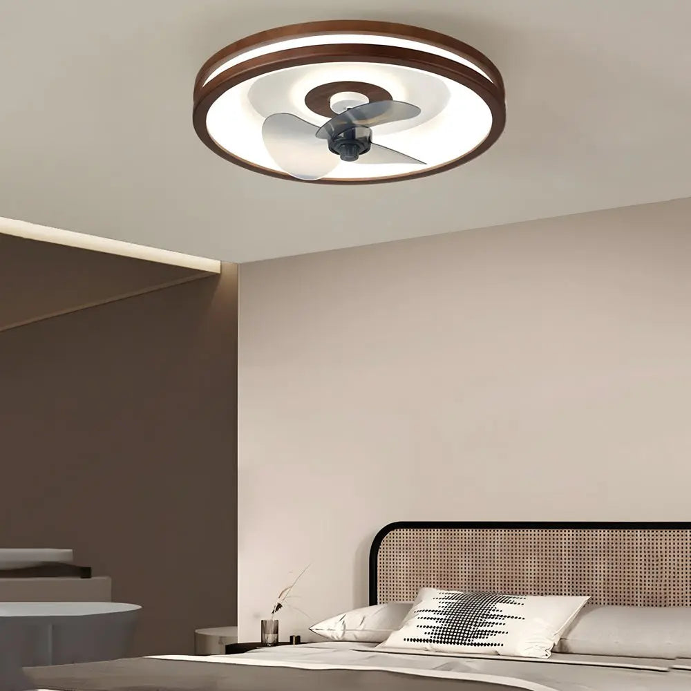 19.7-Inch Walnut 6-Speed Flush Mount Ceiling Fan with LED Light and Remote Control Luxe