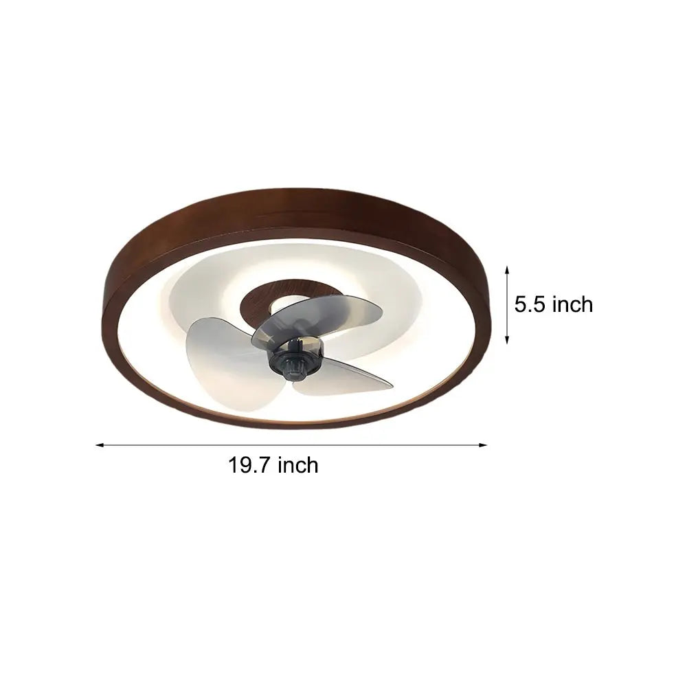 19.7-Inch Walnut 6-Speed Flush Mount Ceiling Fan with LED Light and Remote Control Luxe
