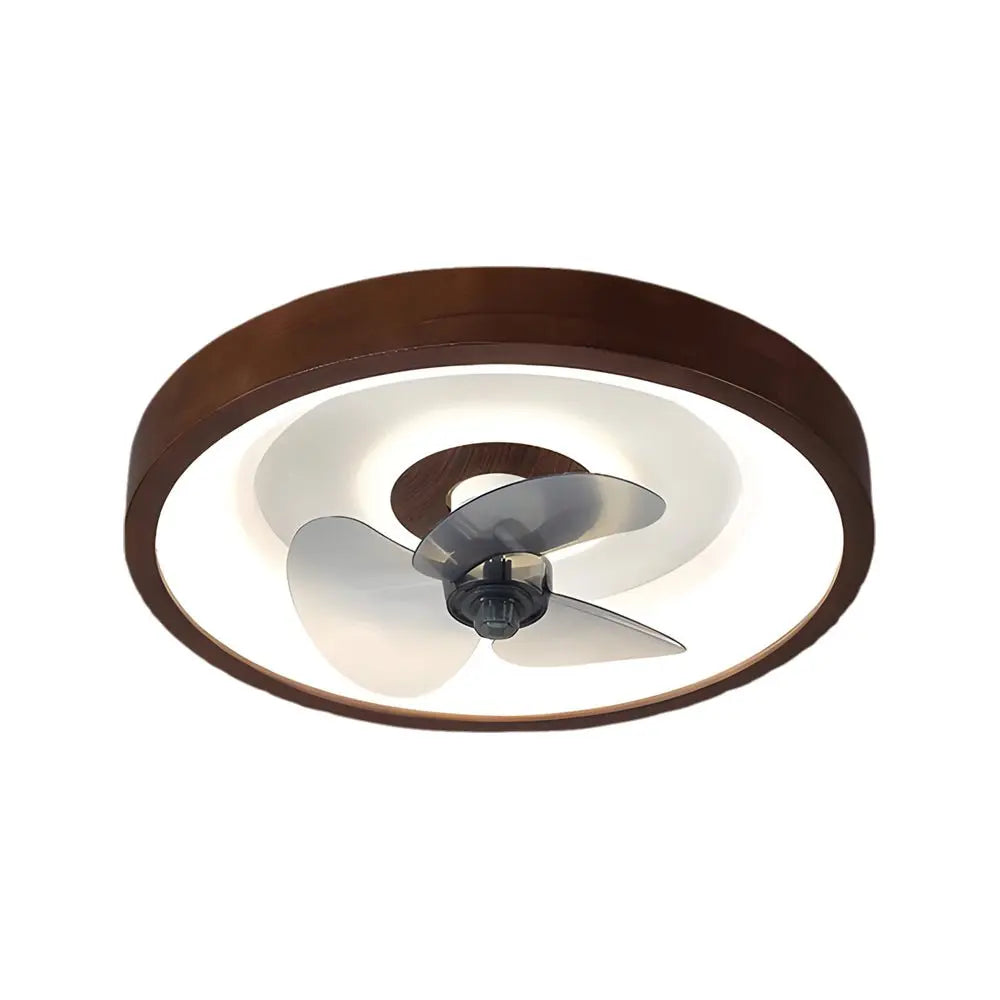 19.7-Inch Walnut 6-Speed Flush Mount Ceiling Fan with LED Light and Remote Control Luxe